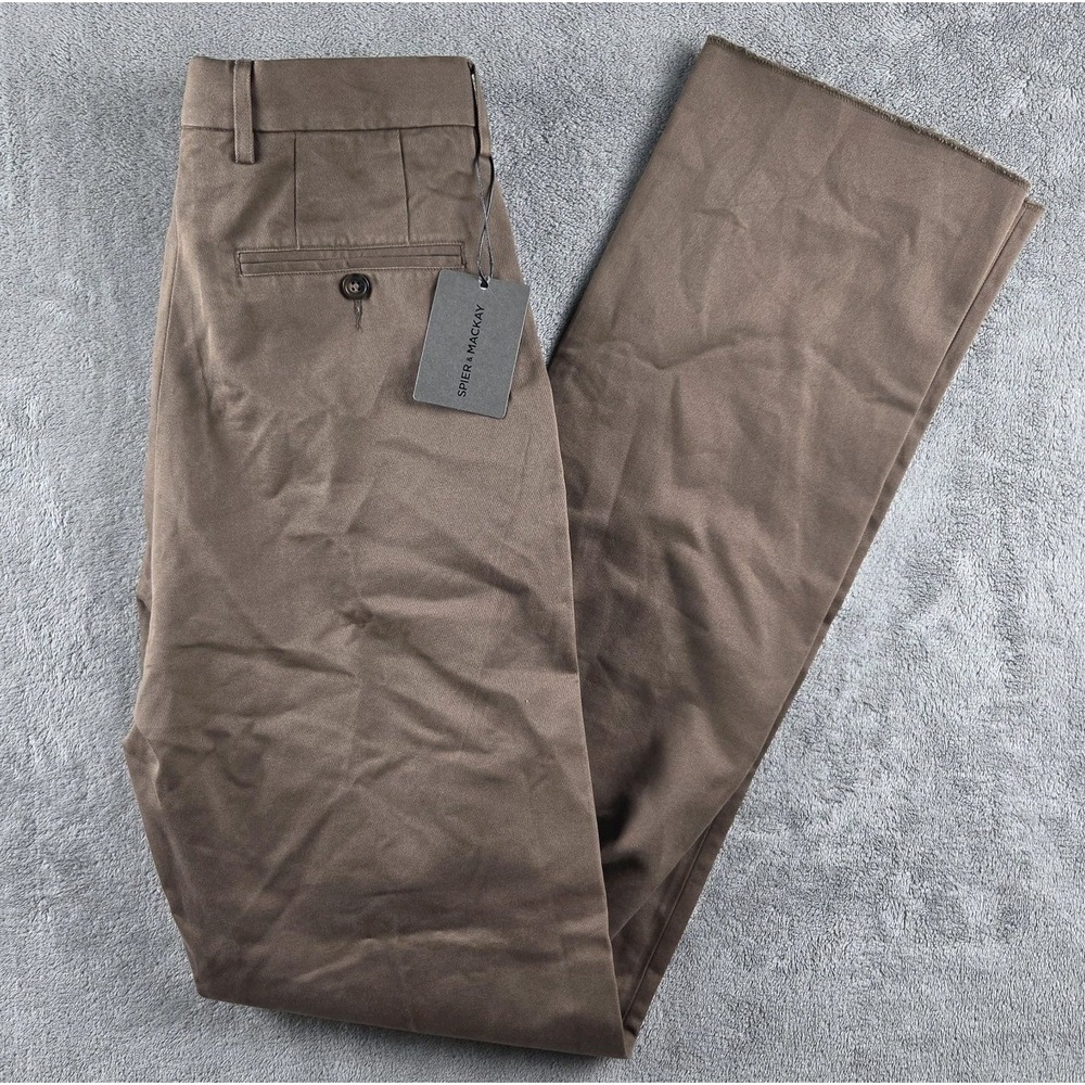 Spier and Mackay Brown High Rise Relaxed Chino Pants Mens 28 Trousers Unhemmed